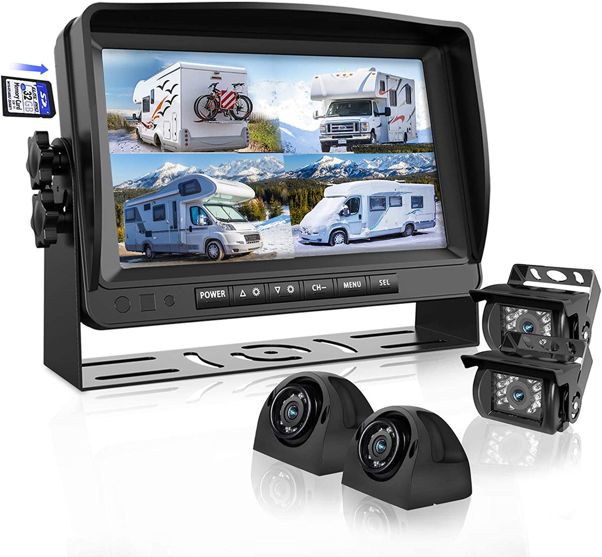Backup Camera System with 9'' Large Monitor and DVR for RV semi Box Tr –  eRapta is a company focused on car camera products